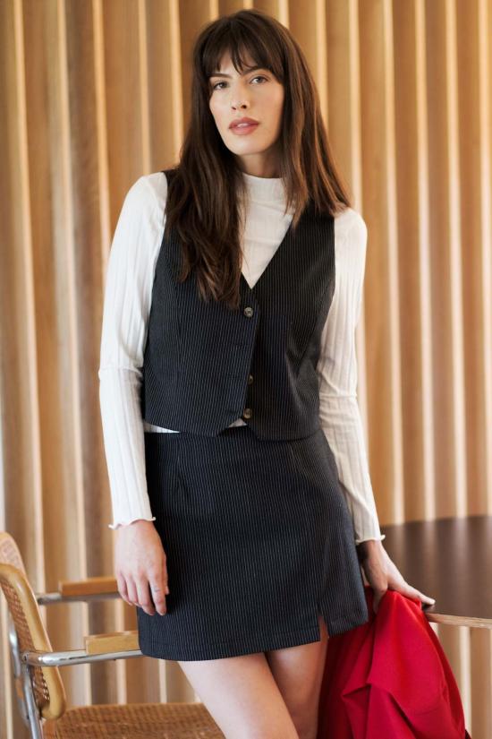  Whimsy + Row 숏 스커트 윔지 + 로우 파커 스커트 블랙 핀스트라이프