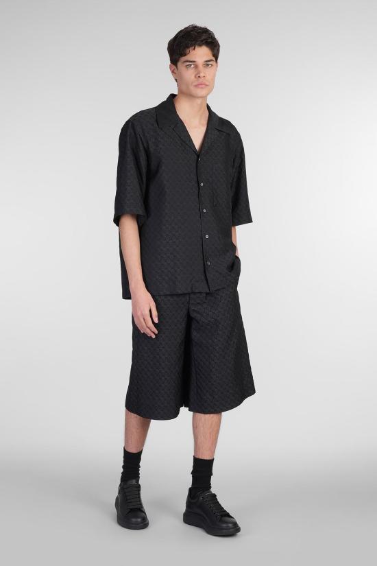  알렉산더 맥퀸 반팔 셔츠 비스코스 블렌드  블랙 - ALEXANDER MCQUEEN