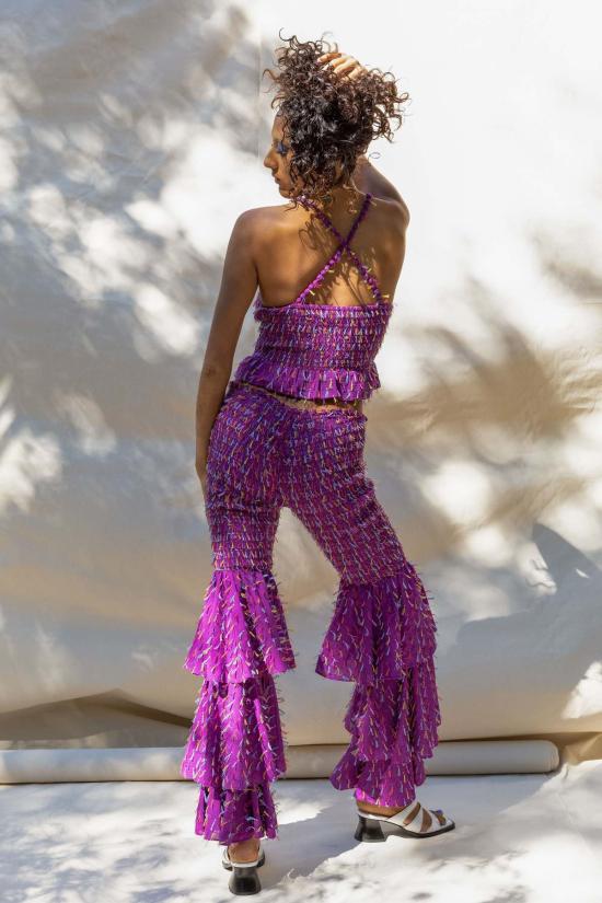  아바카시 민소매 티셔츠 목걸이 스트랩 스모크 탑 - ABACAXI