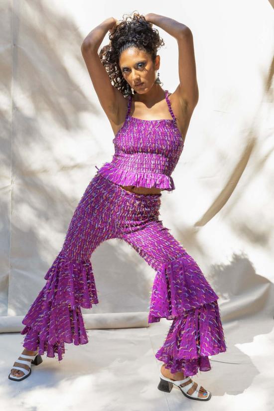  아바카시 민소매 티셔츠 목걸이 스트랩 스모크 탑 - ABACAXI