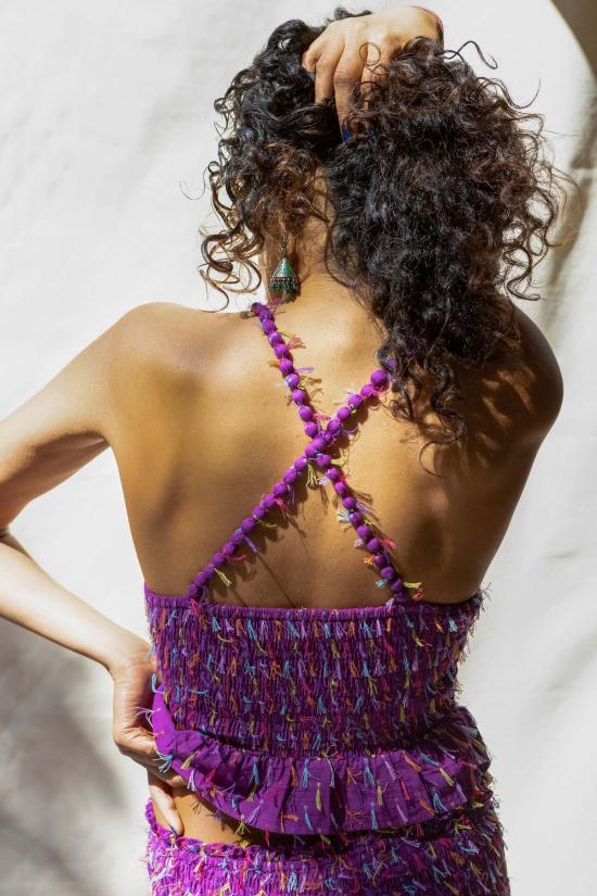  아바카시 민소매 티셔츠 목걸이 스트랩 스모크 탑