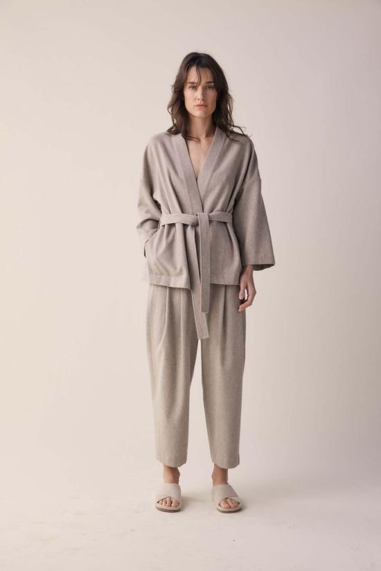  amente 스트레이트 팬츠 아멘테 테이핑 앵클 울 팬츠 오트밀 - OTHER BRANDS