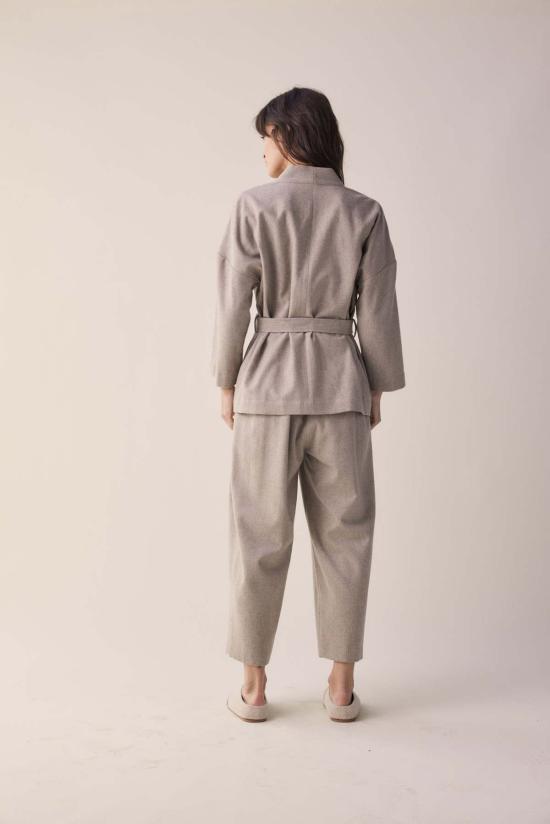  amente 스트레이트 팬츠 아멘테 테이핑 앵클 울 팬츠 오트밀 - OTHER BRANDS