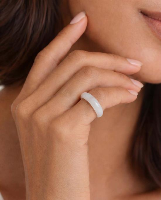  세레 반지 세리 티 제이드 스톤 링 화이트 - SEREE