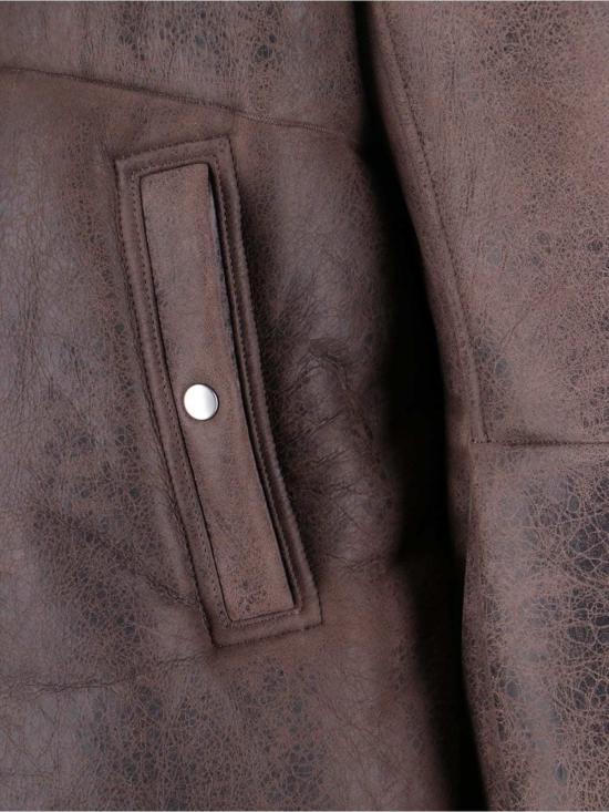  릭 오웬스 가죽 자켓 양가죽 및 양털 재킷 (그레이) - RICK OWENS