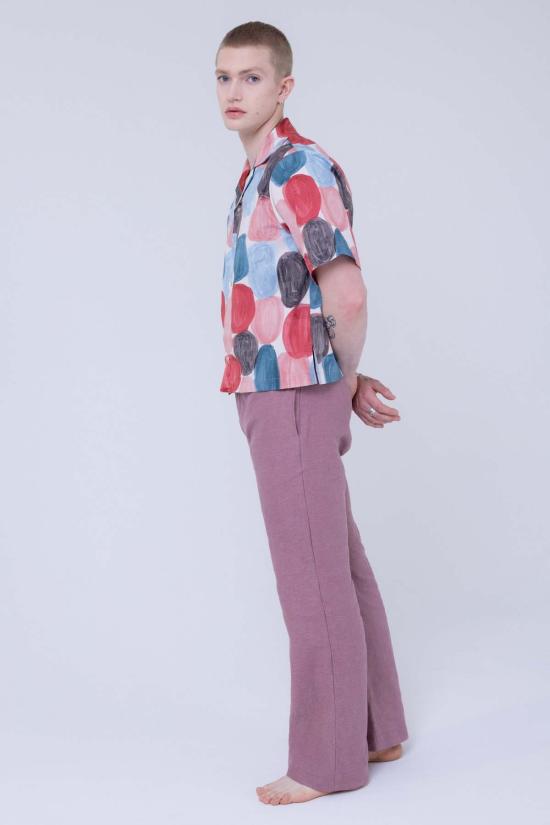  Graphia New York 반팔 셔츠 그라피아 뉴욕 플라워 버튼업  레드/블루 도트 프린트 - OTHER BRANDS