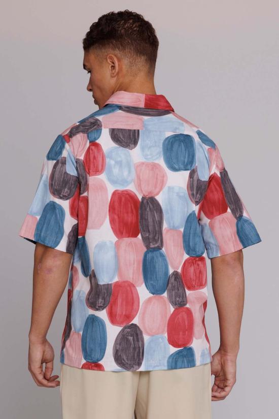  Graphia New York 반팔 셔츠 그라피아 뉴욕 플라워 버튼업  레드/블루 도트 프린트 - OTHER BRANDS