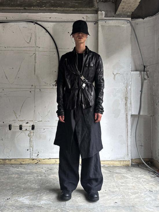  에스에이엔 이육삼-원 가죽 자켓 San263 1 싱글 지퍼 가죽 재킷 블랙 - SAN263-1