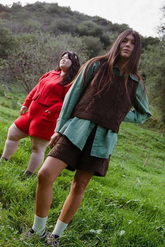  노블 베스트 고급스러운 꼬임 니트 조끼 초콜릿 - NOBLE