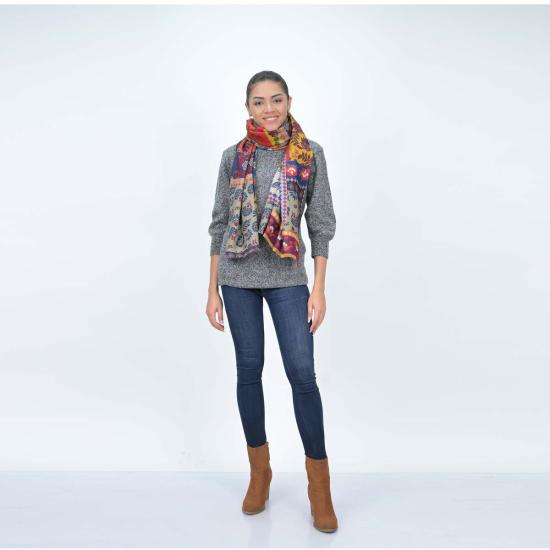  Vismaya 머플러/스카프 비스마야 송버드 직사각형 울 스카프 오렌지 그린 - OTHER BRANDS