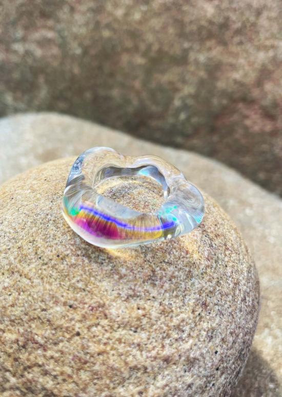  줄리 테브노 반지 줄리 테베노 에니그마 스키니 글래스 링 콜드 웨이브 - JULIE THEVENOT