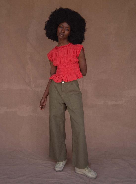  Sønderhaus 스트레이트 팬츠 Shan  아미 그린/블랙 - OTHER BRANDS