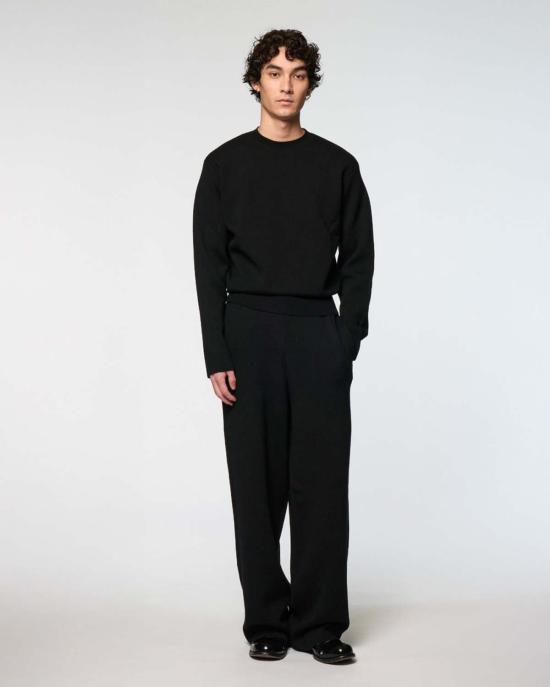  Omar Afridi 트레이닝/조거 팬츠 오마르 아프리디 더블 니트 스트레이트  블랙 - OMAR AFRIDI