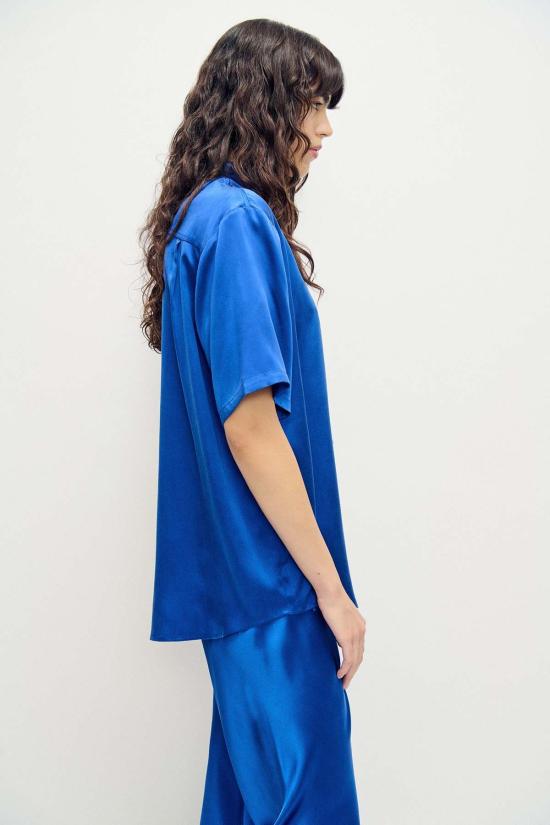  실크 런드리 블라우스 반팔 보이프렌드 셔츠 웨지우드 - SILK LAUNDRY