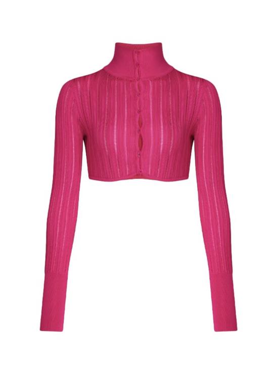  알라이아 민소매 티셔츠 골지 크롭탑 핑크