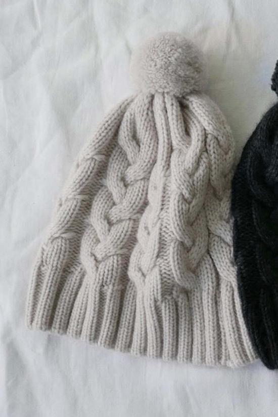  마키에 모자 케이블 햇 크림 - MAKIE