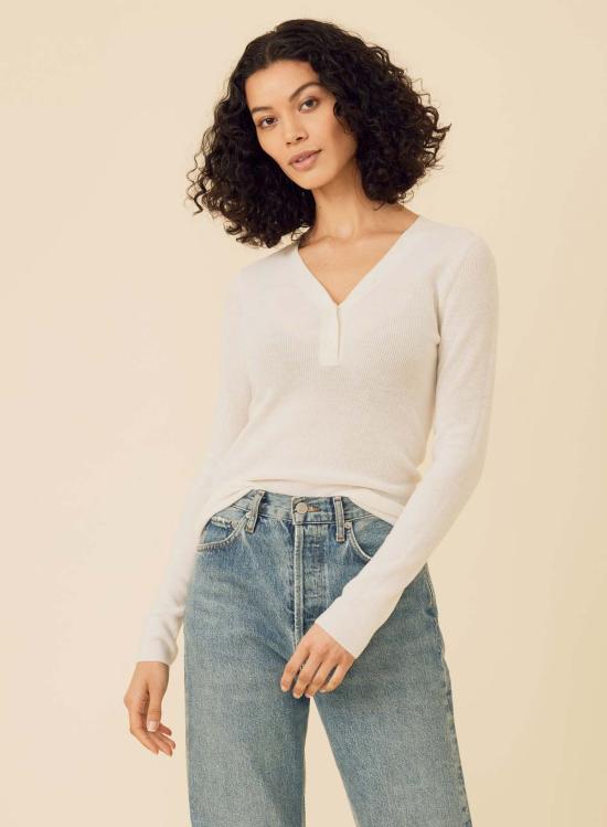  원 그레이 데이 긴팔 티셔츠 브리스톨 메리노 헨리 아이보리