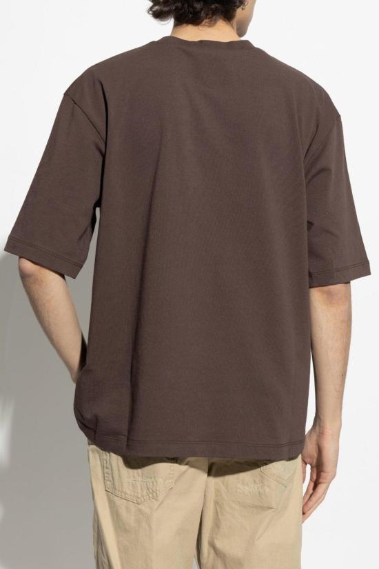  디스퀘어드2 반팔 티셔츠 Dsquared2 로고 엠보싱 크루넥 티셔츠 브라운 - DSQUARED2