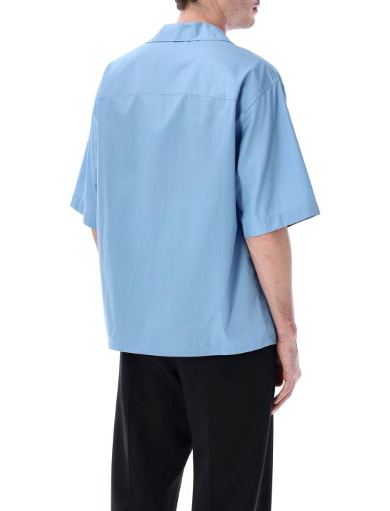  마르니 반팔 티셔츠 마니 포플린 볼링 셔츠 스카이 - MARNI