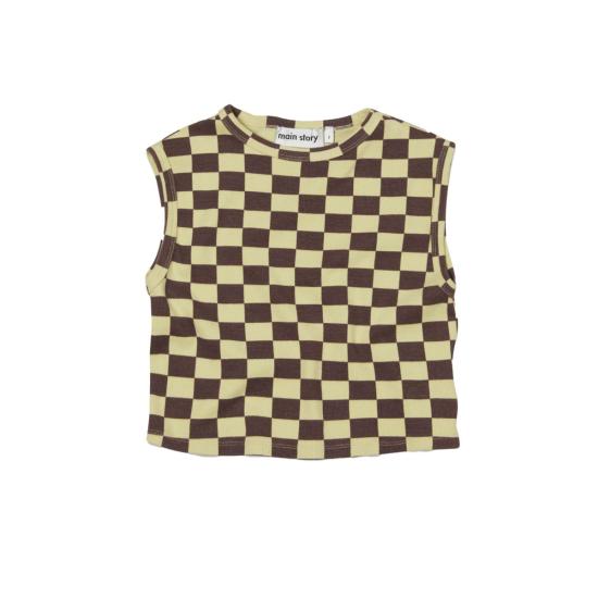  [키즈] Main Story 트레이닝 상의 키즈 메인 스토리 립 탱크 레몬그라스 체크