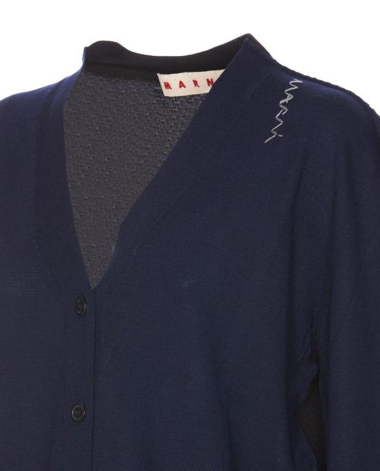  마르니 가디건 로고 자수 니트  (블루) - MARNI