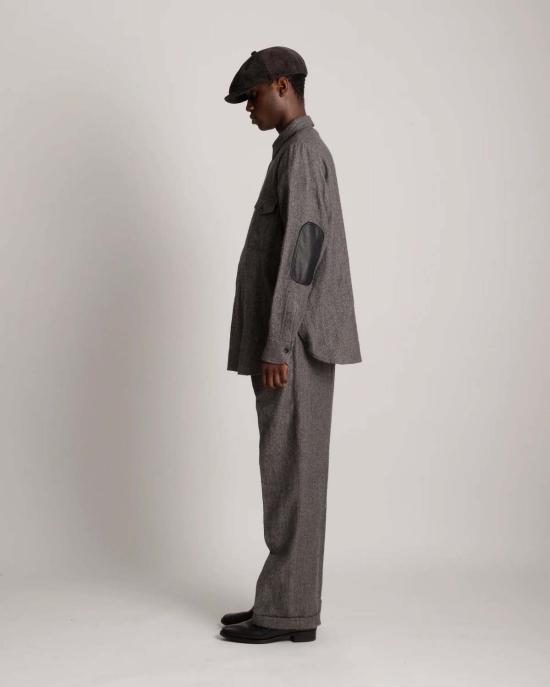  타이가 타카하시 셔츠 타이거 타카하시 Lot.116 롱 포인트 칼라  차콜 - TAIGA TAKAHASHI