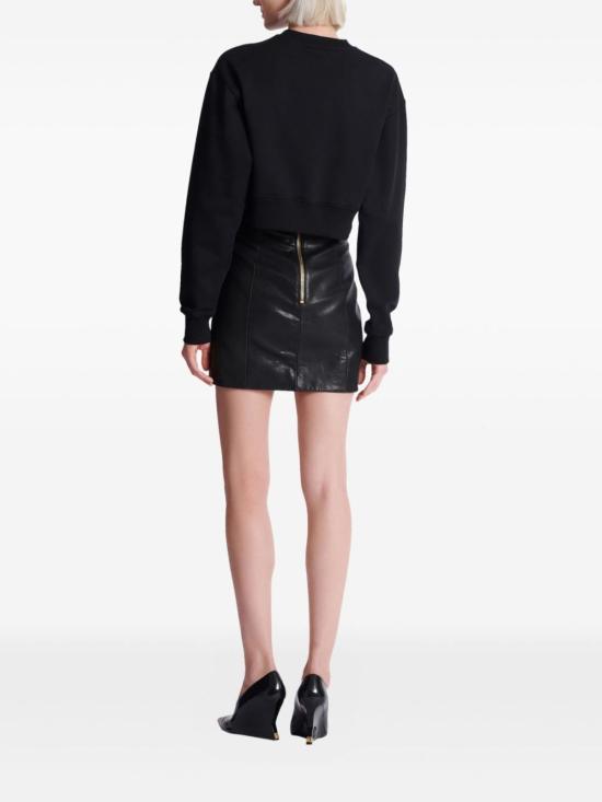  발망 스웨터 프린트 유기농 면 라운드넥  블랙 - BALMAIN