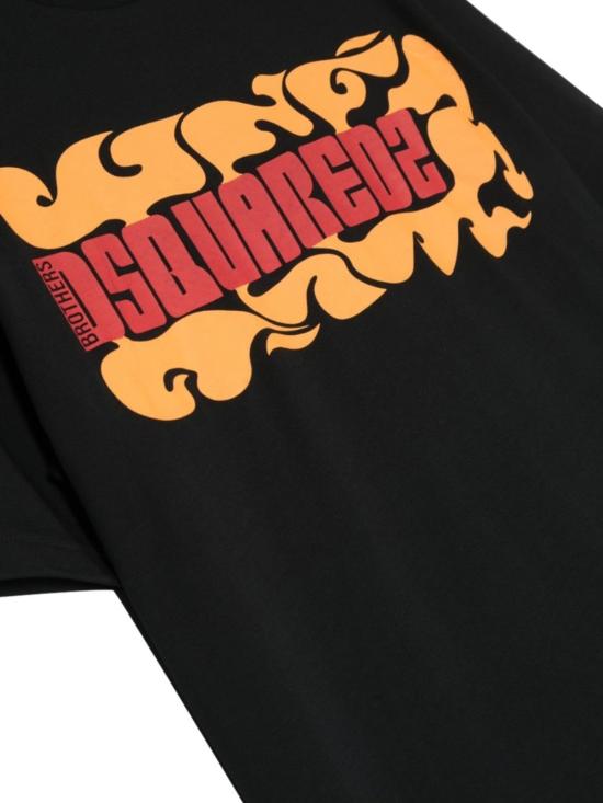  [키즈] 디스퀘어드2 트레이닝 상의 키즈 Dsquared2 Mc 슬라우치핏 티셔츠 블랙 - DSQUARED2