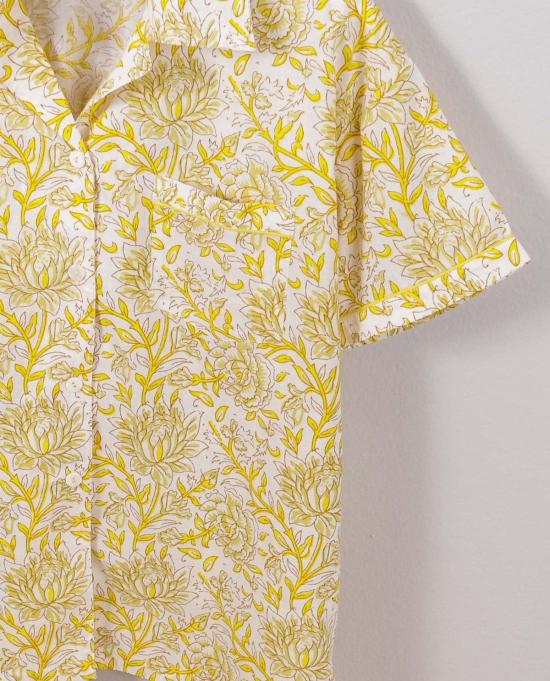  Lounge Act 라운지 웨어 라운지 액트 반팔 잠옷 세트 노란색 꽃무늬 - OTHER BRANDS