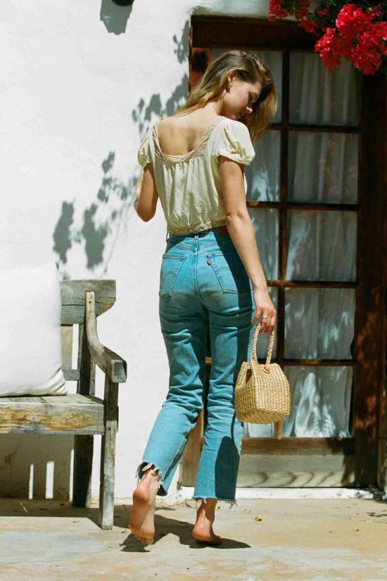  메릿 찰스 블라우스 조지아 실크 탑 빈티지 옐로우 - MERRITT CHARLES