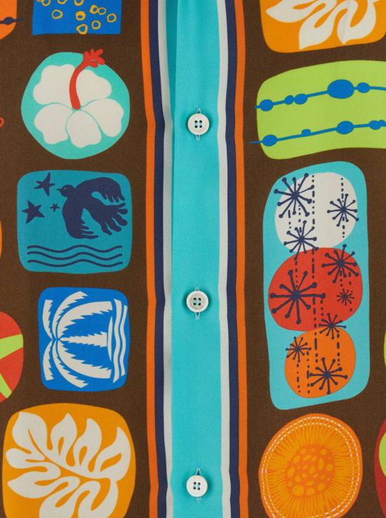  디스퀘어드2 반팔 셔츠 Dsquared2 멀티컬러 , 쿠바 칼라, 실크 소재에 전체적으로 프린트된 멀티컬러 패턴 - DSQUARED2