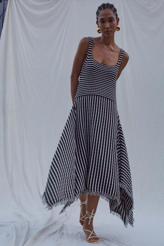  ELEVEN SIX 롱 원피스 일레븐 식스 라모나 드레스 블랙/아이보리 스트라이프 - ELEVEN SIX