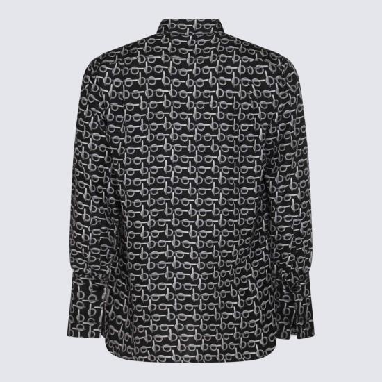  버버리 셔츠 멀티컬러 실크 셔츠 실버 - BURBERRY