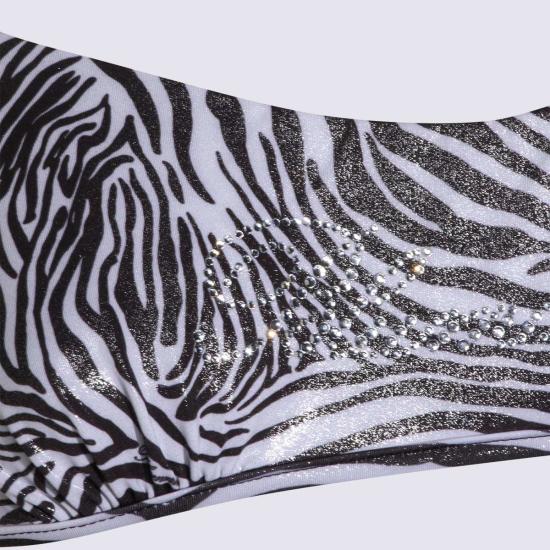  블루마린 비키니 수영복 얼룩말 무늬  커버업 내추럴 화이트/블랙 - BLUMARINE