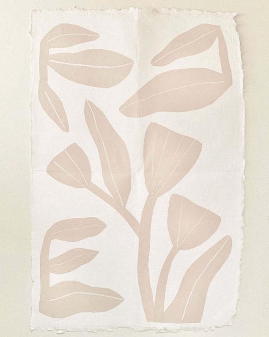  포엠 민소매 티셔츠 식물 블록 프린트 크롭탑 - PO EM