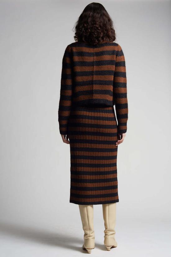  일레븐 식스 미디 스커트 피아 스트라이프 튜브 스커트 - ELEVEN SIX