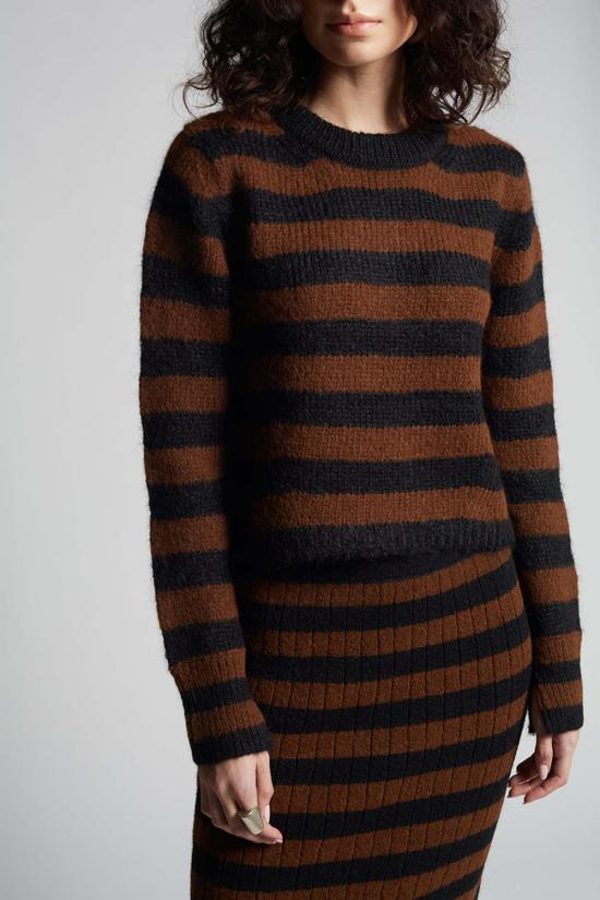  일레븐 식스 미디 스커트 피아 스트라이프 튜브 스커트 - ELEVEN SIX