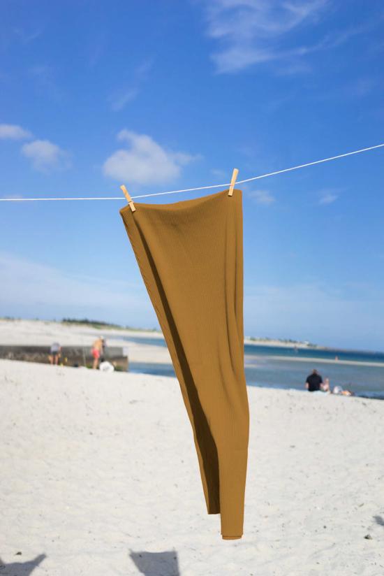  왈츠 미디 스커트 골지 니트  머스타드 골드 - WALTZ