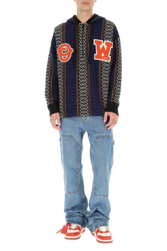  오프화이트 스웨터 자수 울 블렌드 오버사이즈  브라운 - OFF WHITE