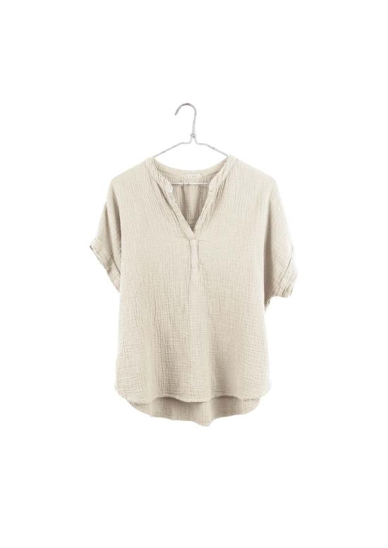  It Is Well L.A. 반팔 티셔츠 잇이즈웰 L.A. 오가닉 크링클드 만다린 탑 - OTHER BRANDS