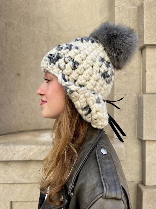  미샤램퍼트 모자 미샤 램퍼트 라이트 플로럴 프로 트리 + 그레이 XL 폼폼 - MISCHA LAMPERT