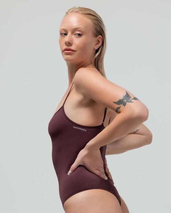  리포머 바디수트 티셔츠 립드 바디수트 - REFORMER