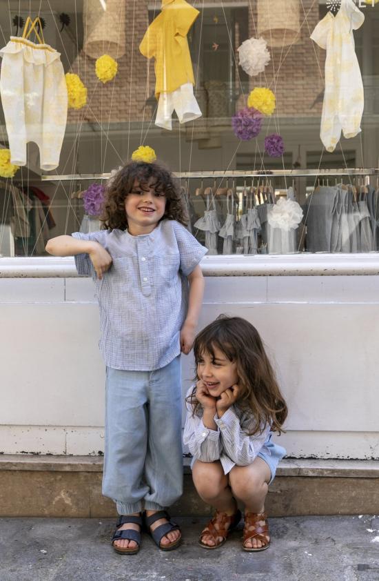  [키즈] Ketiketa 트레이닝 상의 어린이 남녀공용 케티케타 에올레 쿠르타  라이트 블루 스트라이프 - OTHER BRANDS