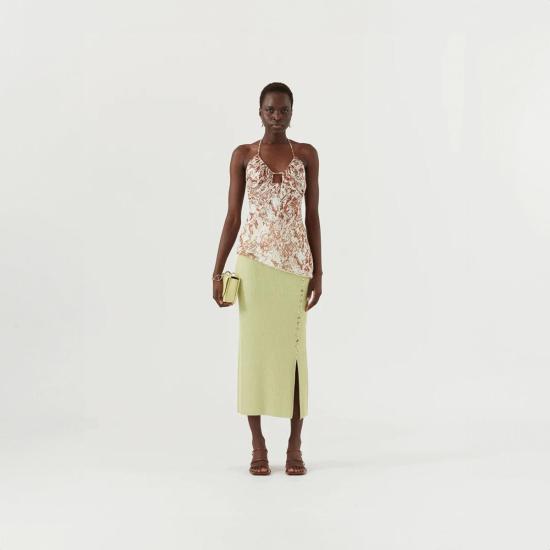  레지나표 민소매 티셔츠 레지나 표 메이  자카드 브라운