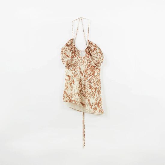  레지나표 민소매 티셔츠 레지나 표 메이  자카드 브라운 - REJINA PYO