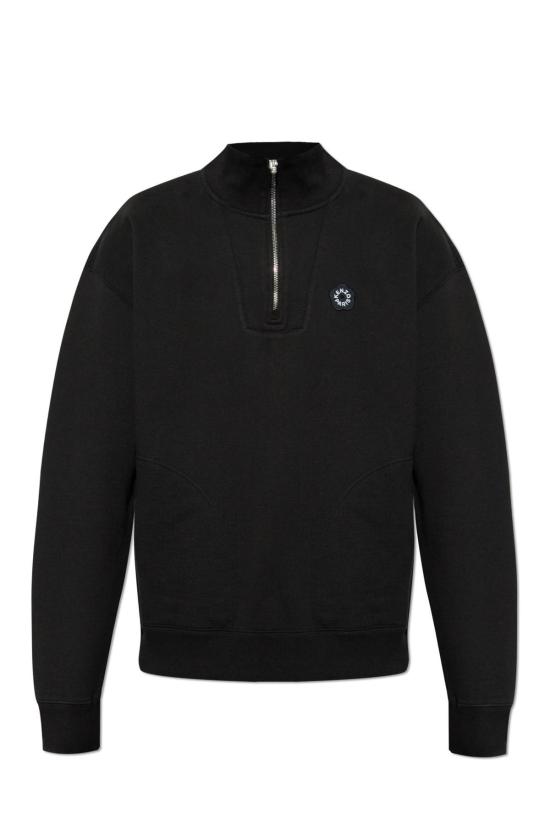 겐조 긴팔 티셔츠 로고 패치 스웨트셔츠 J 블랙