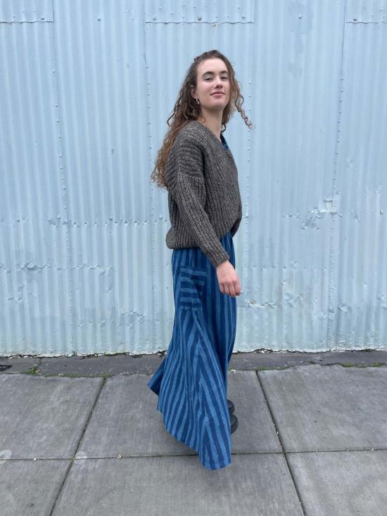  해피 프렌치 갱 롱 스커트 틸다 라지 스트라이프 스커트 인디고 - HAPPY FRENCH GANG