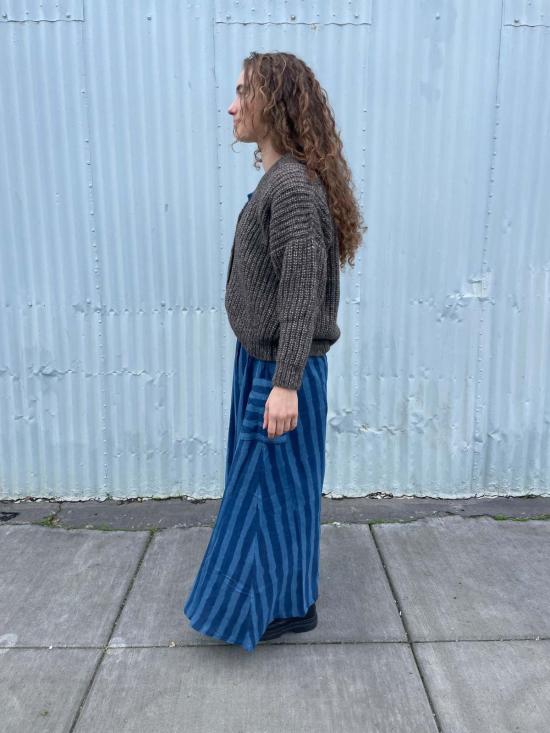  해피 프렌치 갱 롱 스커트 틸다 라지 스트라이프 스커트 인디고 - HAPPY FRENCH GANG