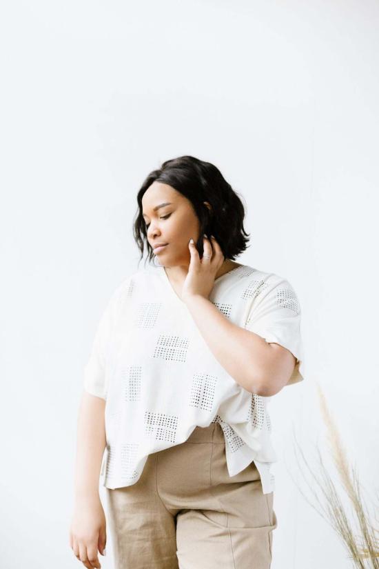  Pamut Apparel USA 반팔 티셔츠 파무트 어패럴 USA 한나  블록 프린트 실크 - OTHER BRANDS