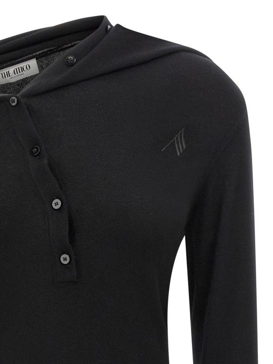  디 아티코 숏 원피스 아티코 캐시미어 울 드레스 블랙 - THE ATTICO